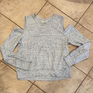 Abercrombie & Fitch Gray Cold Shoulder Long Sleeve Top